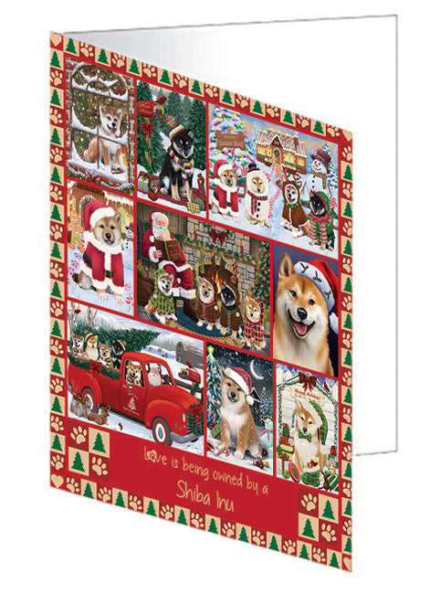 Love is Being Owned Christmas Shiba Inu Dogs Handmade Artwork Assorted Pets Greeting Cards and Note Cards with Envelopes for All Occasions and Holiday Seasons GCD78995