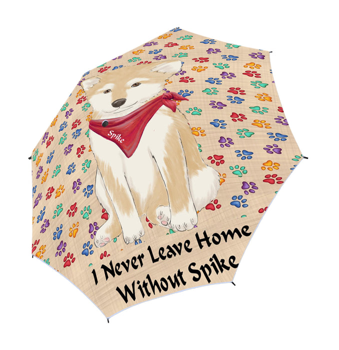 Custom Pet Name Personalized I never Leave Home Shiba Inu Dog Semi-Automatic Foldable Umbrella