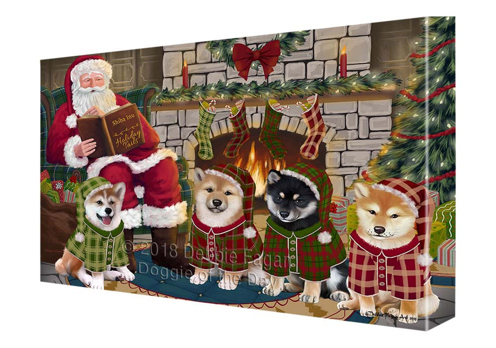 Christmas Cozy Holiday Tails Shiba Inus Dog Canvas Print Wall Art Décor CVS118430