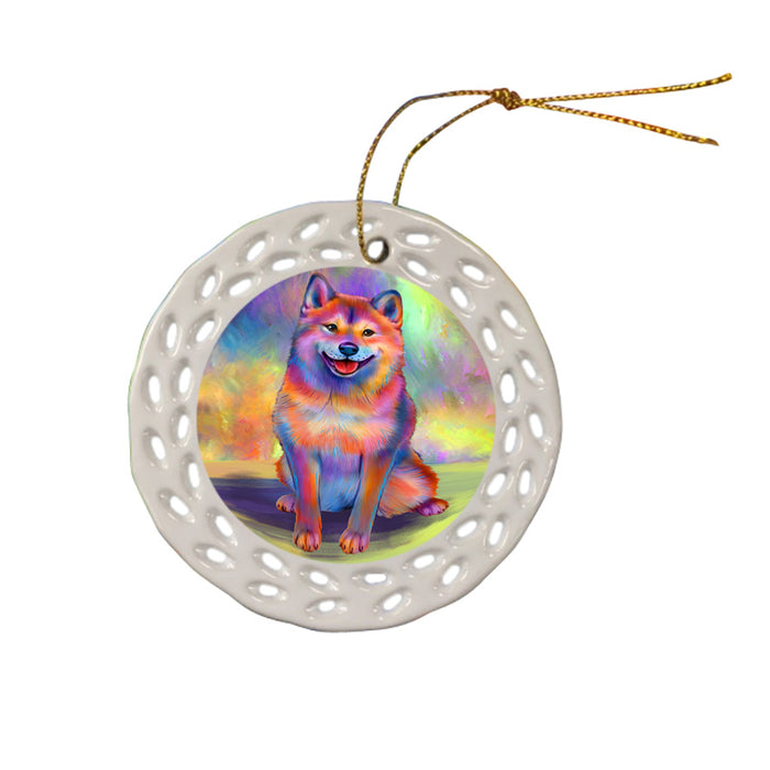 Paradise Wave Shiba Inu Dog Ceramic Doily Ornament DPOR57091