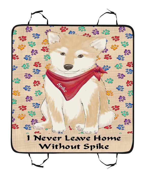 Personalized I Never Leave Home Paw Print Shiba Inu Dogs Pet Back Car Seat Cover