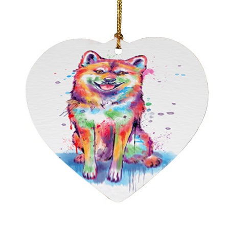 Watercolor Shiba Inu Dog Heart Christmas Ornament HPOR57450