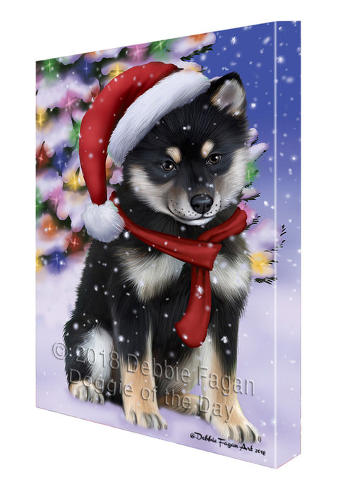 Winterland Wonderland Shiba Inu Dog In Christmas Holiday Scenic Background  Canvas Print Wall Art Décor CVS98639