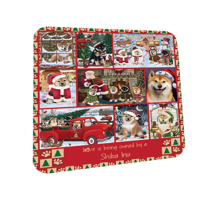 Love is Being Owned Christmas Shiba Inu Dogs Coasters Set of 4 CST57214