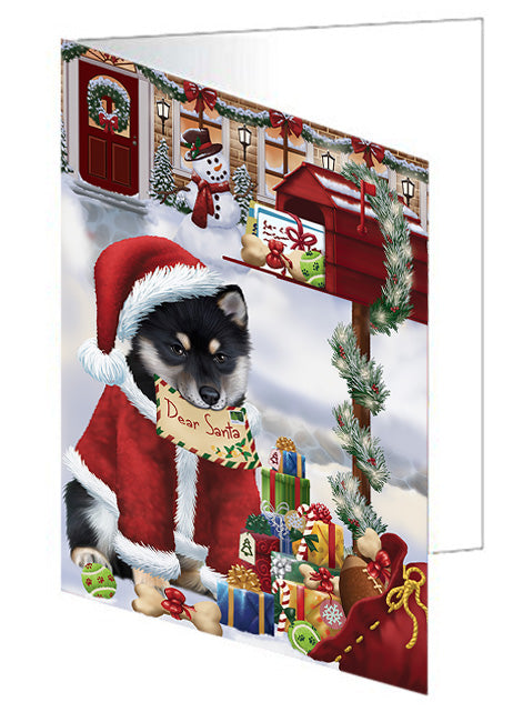 Shiba Inu Dog Dear Santa Letter Christmas Holiday Mailbox Handmade Artwork Assorted Pets Greeting Cards and Note Cards with Envelopes for All Occasions and Holiday Seasons GCD65816