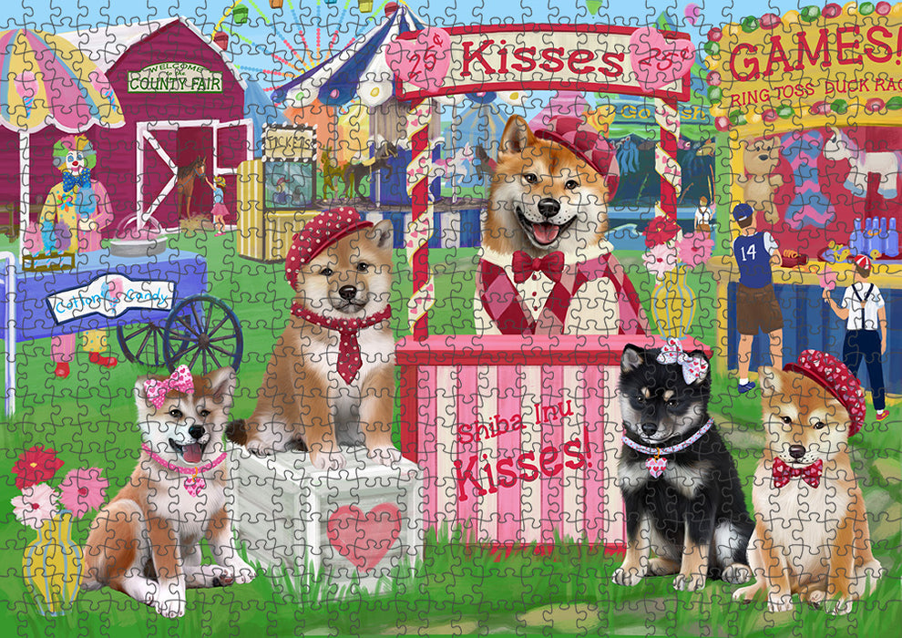 Carnival Kissing Booth Shiba Inus Dog Puzzle with Photo Tin PUZL91908