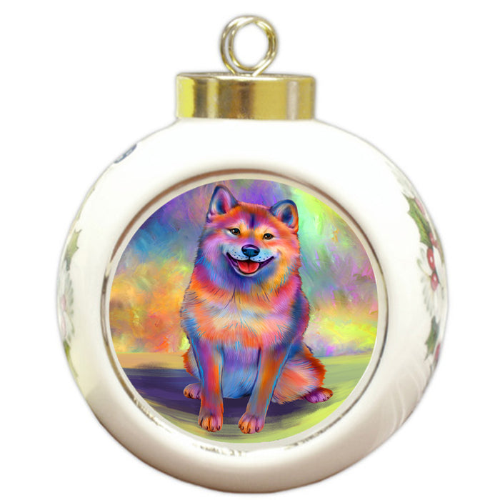 Paradise Wave Shiba Inu Dog Round Ball Christmas Ornament RBPOR57091