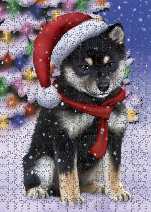 Winterland Wonderland Shiba Inu Dog In Christmas Holiday Scenic Background Puzzle with Photo Tin PUZL80840