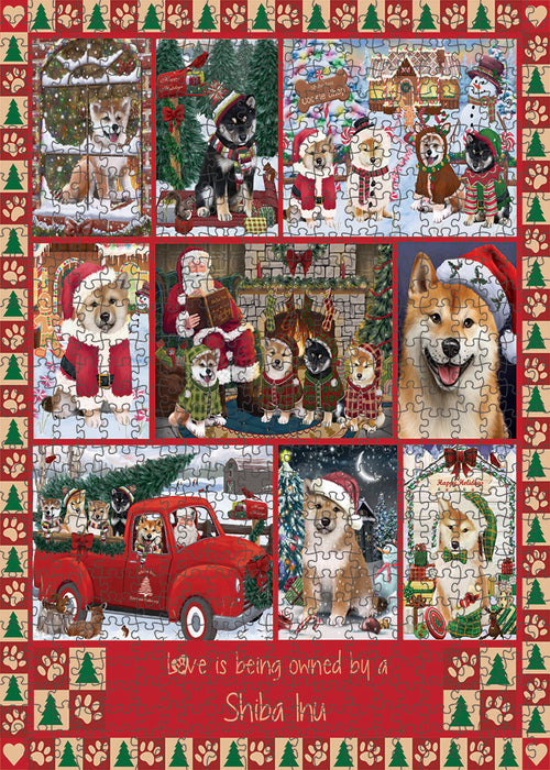 Love is Being Owned Christmas Shiba Inu Dogs Puzzle with Photo Tin PUZL99500