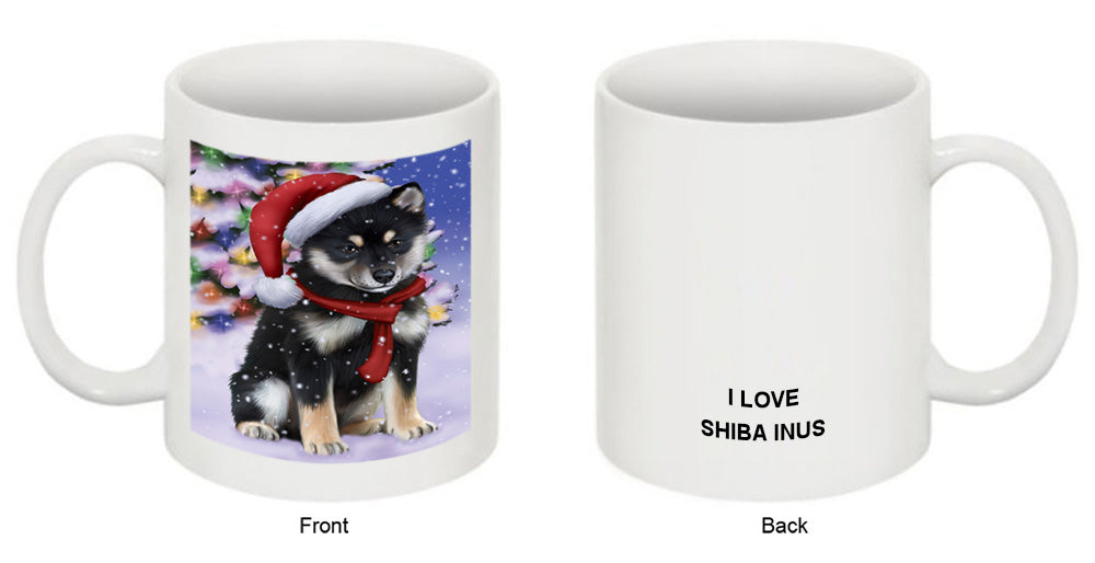 Winterland Wonderland Shiba Inu Dog In Christmas Holiday Scenic Background  Coffee Mug MUG48819