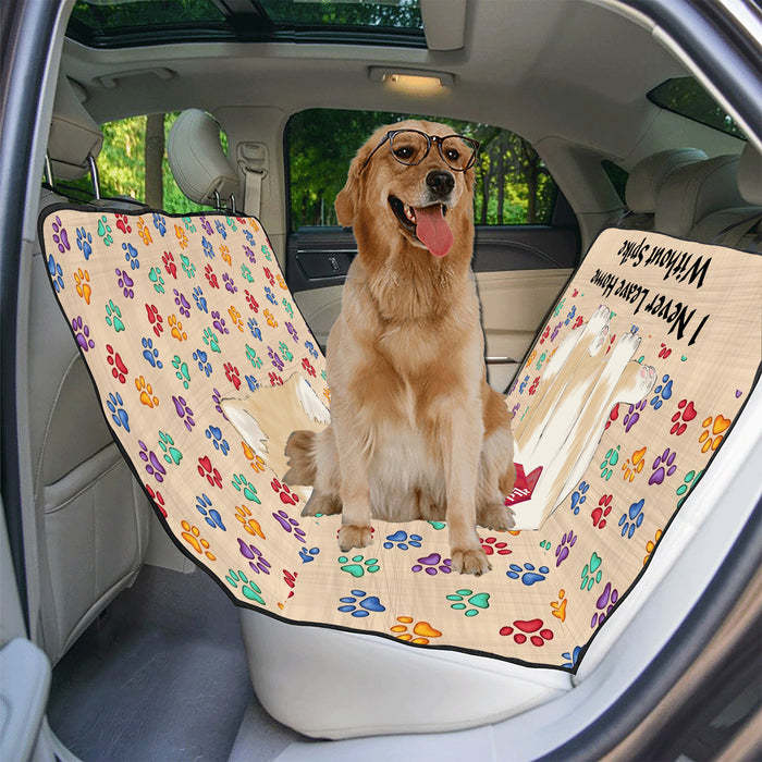 Personalized I Never Leave Home Paw Print Shiba Inu Dogs Pet Back Car Seat Cover