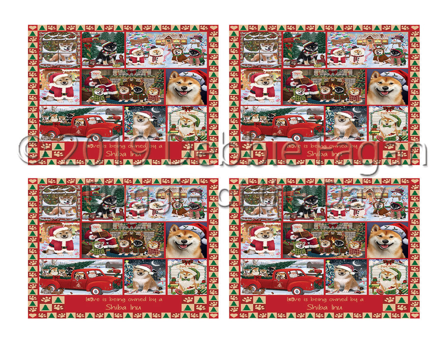 Love is Being Owned Christmas Shiba Inu Dogs Placemat
