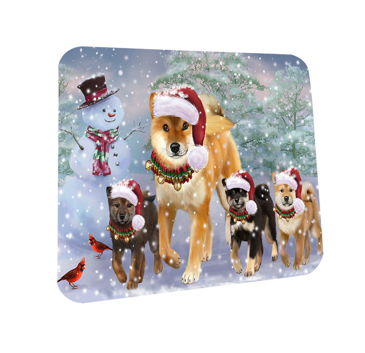 Christmas Running Family Shiba Inu Dogs Coasters Set of 4 CST57096