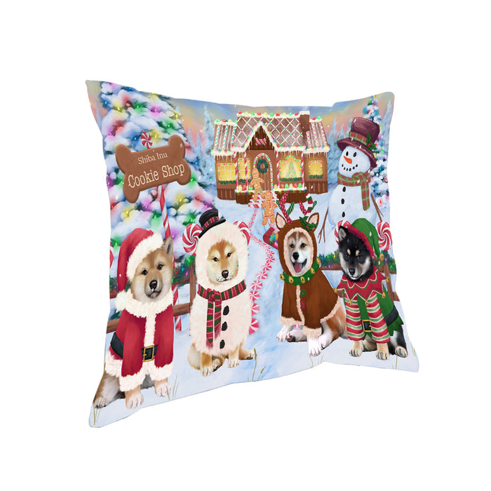 Holiday Gingerbread Cookie Shop Shiba Inus Dog Pillow PIL80772
