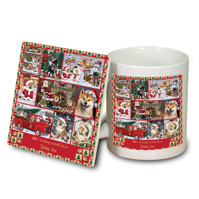 Love is Being Owned Christmas Shiba Inu Dogs Mug and Coaster Set MUC57248