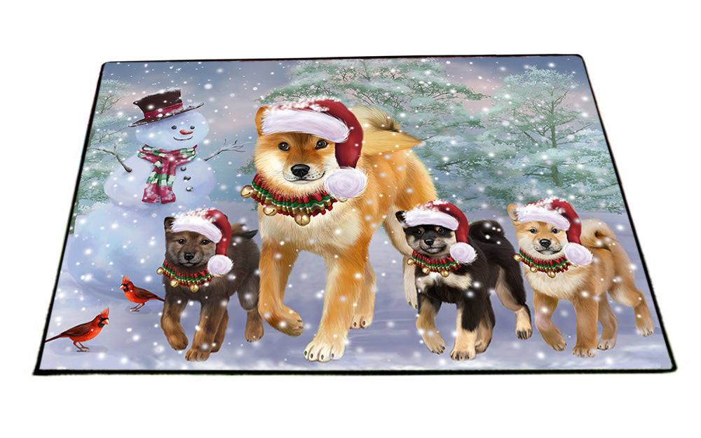Christmas Running Family Shiba Inu Dogs Floormat FLMS54326