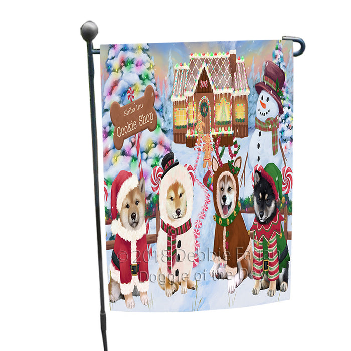 Holiday Gingerbread Cookie Shop Shiba Inus Dog Garden Flag GFLG57248
