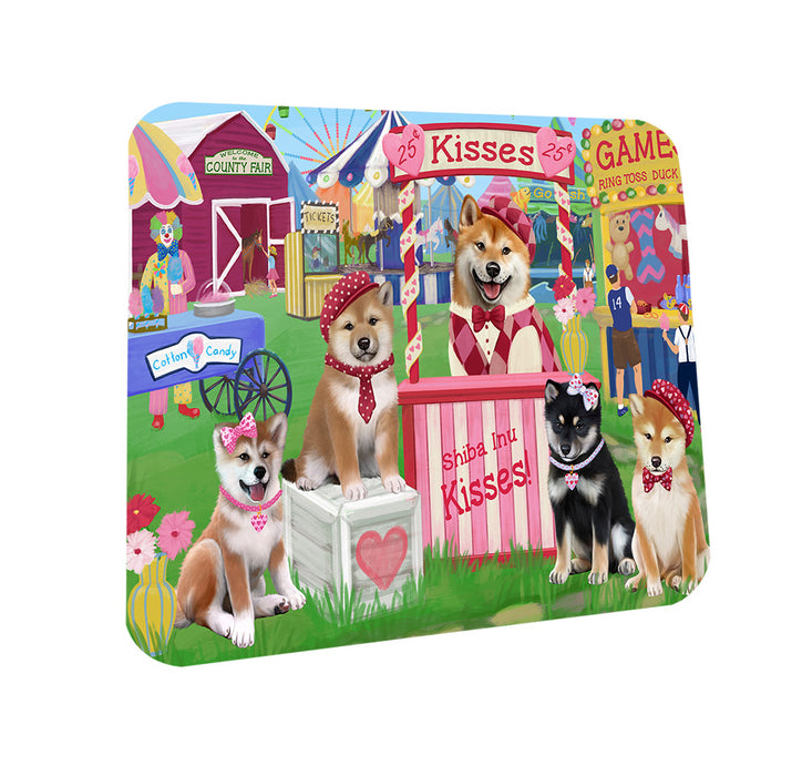 Carnival Kissing Booth Shiba Inus Dog Coasters Set of 4 CST55884
