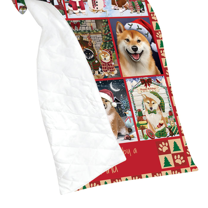 Love is Being Owned Christmas Shiba Inu Dogs Quilt