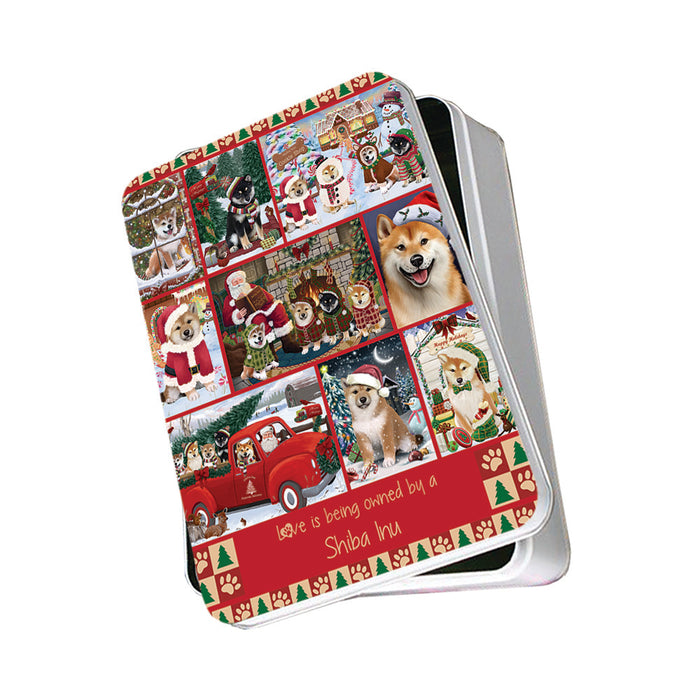Love is Being Owned Christmas Shiba Inu Dogs Photo Storage Tin PITN57199