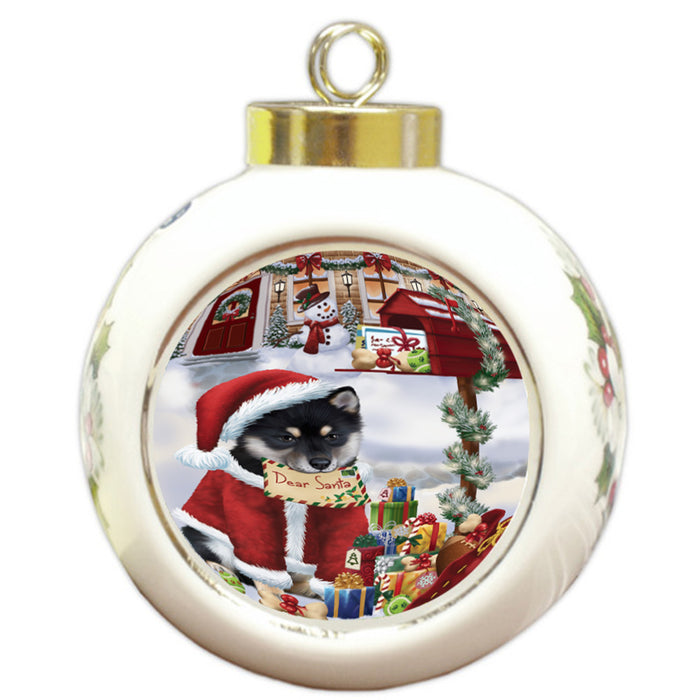 Shiba Inu Dog Dear Santa Letter Christmas Holiday Mailbox Round Ball Christmas Ornament RBPOR53929