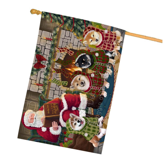 Christmas Cozy Holiday Tails Shiba Inus Dog House Flag FLG55818