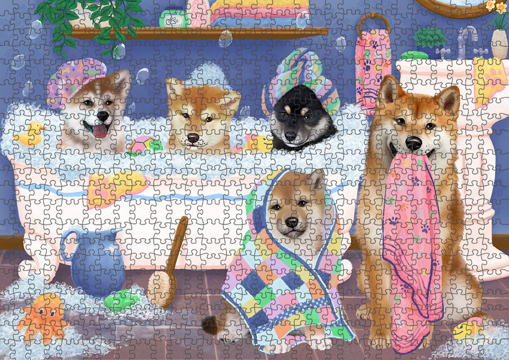 Rub A Dub Dogs In A Tub Shiba Inus Dog Puzzle with Photo Tin PUZL95492