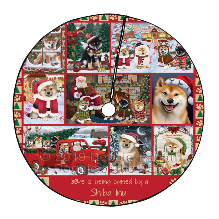 Love is Being Owned Christmas Shiba Inu Dogs Tree Skirt