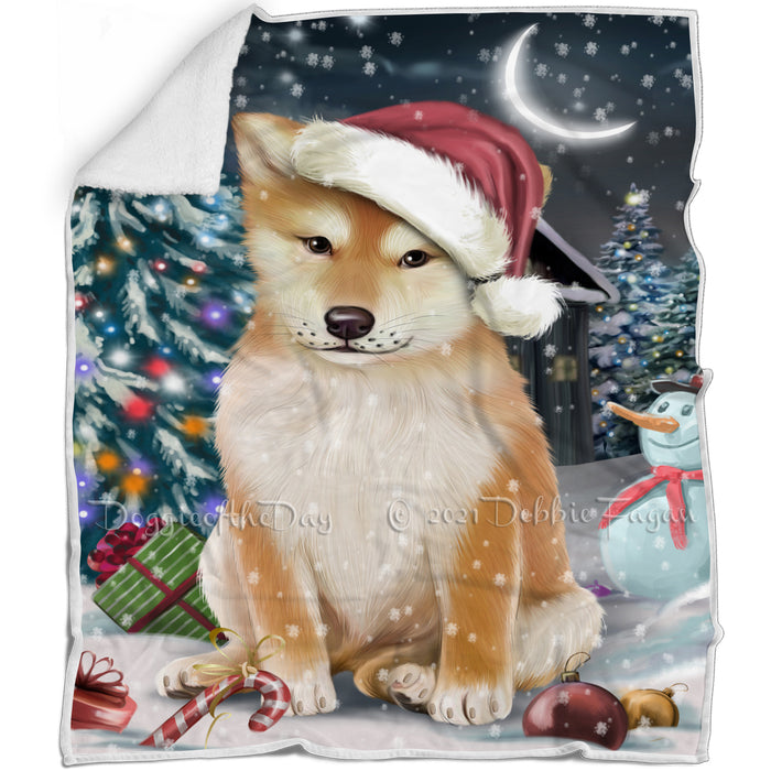 Have a Holly Jolly Christmas Shiba Inu Dog in Holiday Background Blanket D206