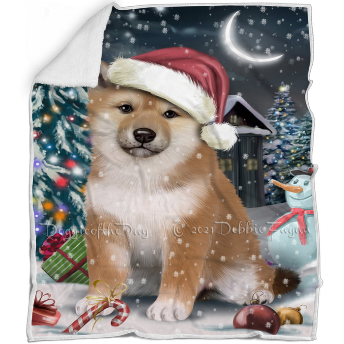 Have a Holly Jolly Christmas Shiba Inu Dog in Holiday Background Blanket D207