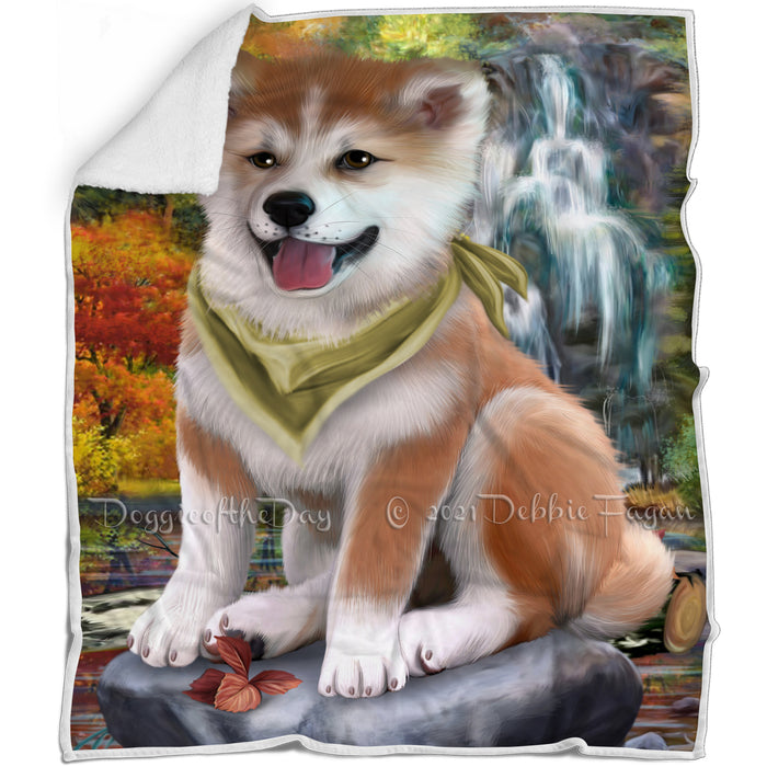 Scenic Waterfall Shiba Inu Dog Blanket BLNKT61185