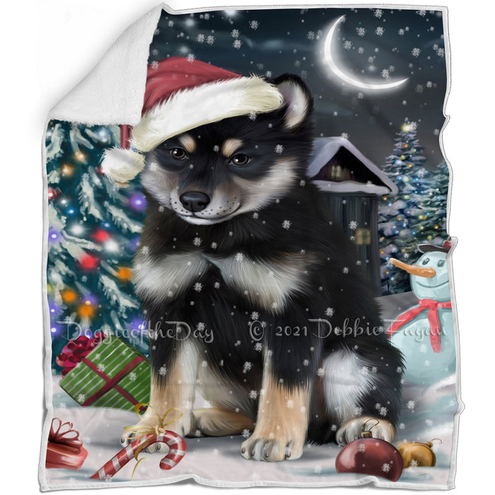 Have a Holly Jolly Christmas Shiba Inu Dog in Holiday Background Blanket D208