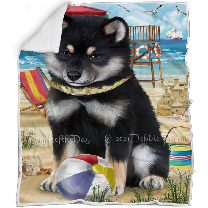 Pet Friendly Beach Shiba Inu Dog Blanket BLNKT66432