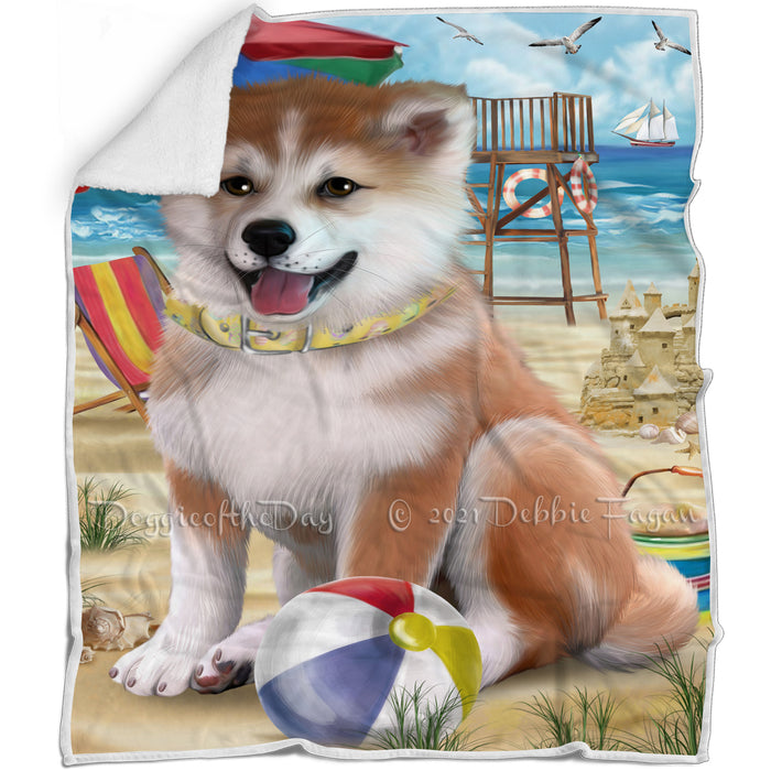 Pet Friendly Beach Shiba Inu Dog Blanket BLNKT66441