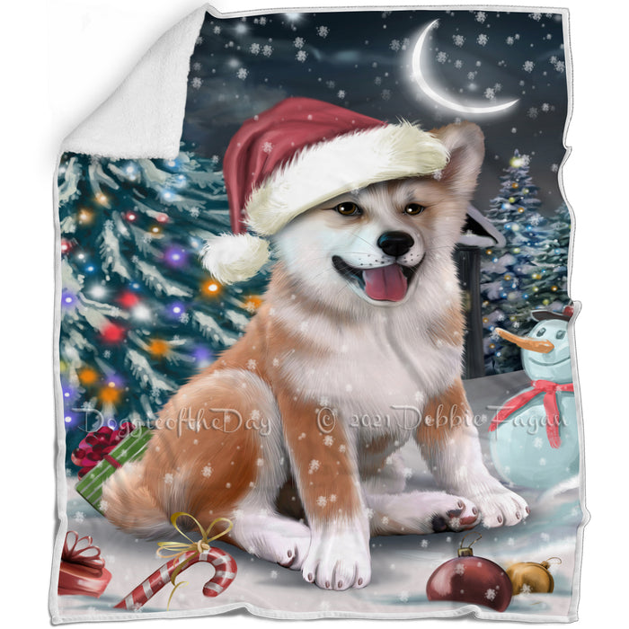 Have a Holly Jolly Christmas Shiba Inu Dog in Holiday Background Blanket D209