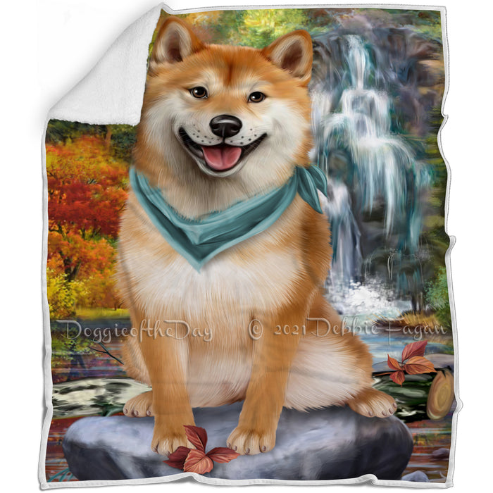 Scenic Waterfall Shiba Inu Dog Blanket BLNKT61203