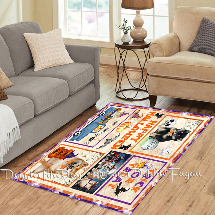 Happy Halloween Trick or Treat Shiba Inu Dogs Polyester Living Room Carpet Area Rug ARUG65928