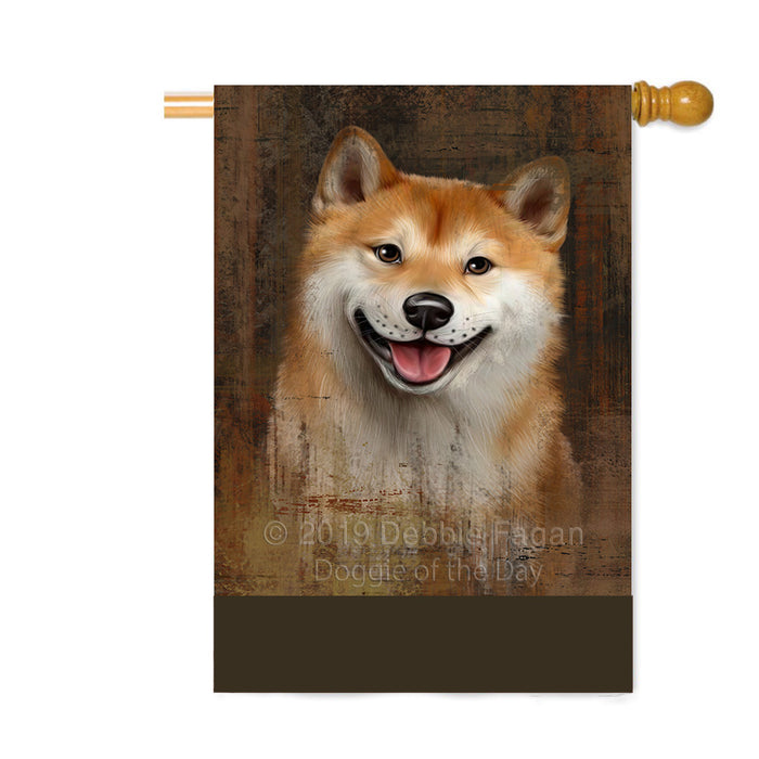 Personalized Rustic Shiba Inu Dog Custom House Flag FLG64705