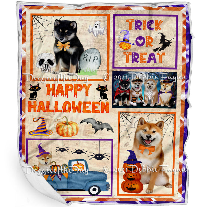 Happy Halloween Trick or Treat Shiba Inu Dogs Blanket BLNKT143786