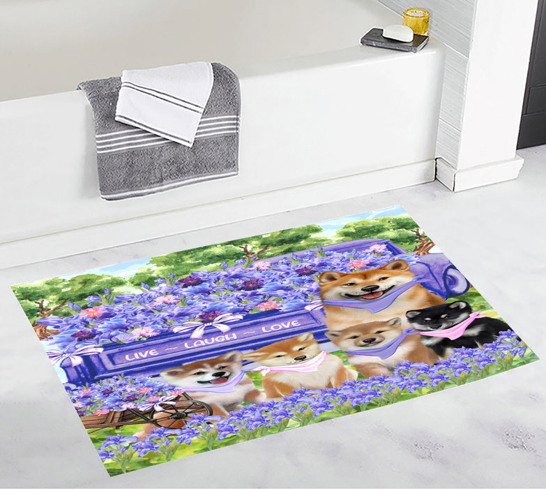 Shiba Inu Anti-Slip Bath Mat, Explore a Variety of Designs, Soft and Absorbent Bathroom Rug Mats, Personalized, Custom, Dog and Pet Lovers Gift