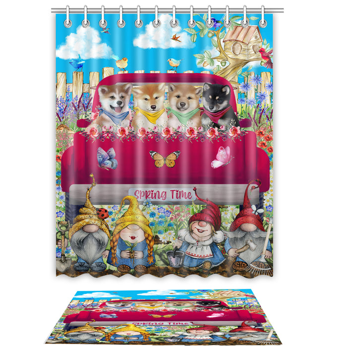Shiba Inu Shower Curtain with Bath Mat Combo: Curtains with hooks and Rug Set Bathroom Decor, Custom, Explore a Variety of Designs, Personalized, Pet Gift for Dog Lovers