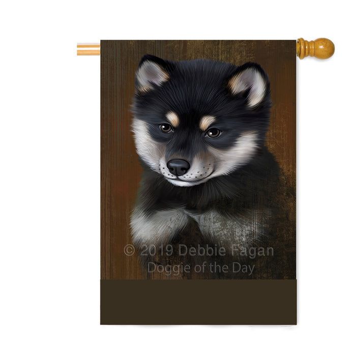 Personalized Rustic Shiba Inu Dog Custom House Flag FLG64706