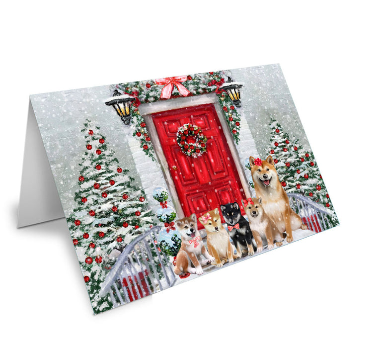 Christmas Holiday Welcome Shiba Inu Dog Handmade Artwork Assorted Pets Greeting Cards and Note Cards with Envelopes for All Occasions and Holiday Seasons