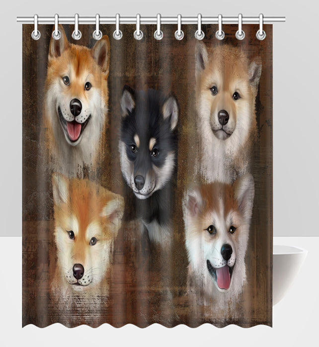 Rustic Shiba Inu Dogs Shower Curtain