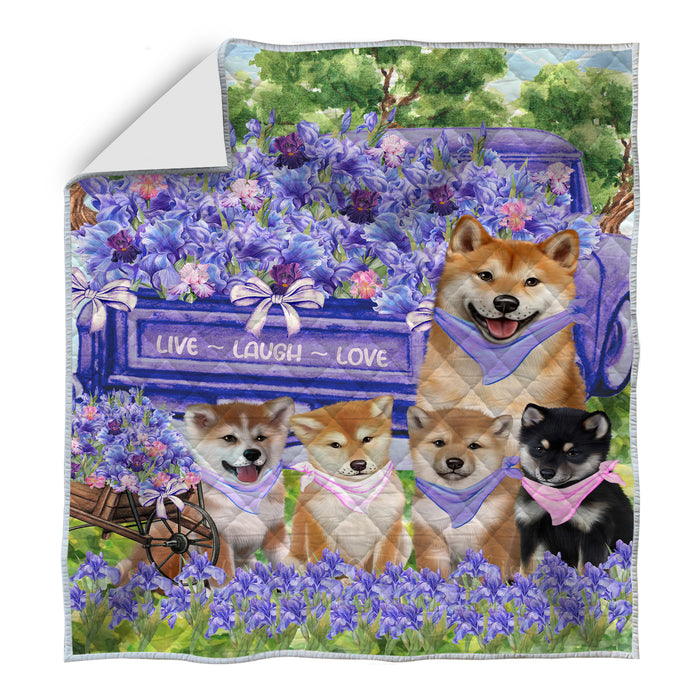Shiba Inu Bedding Quilt, Bedspread Coverlet Quilted, Explore a Variety of Designs, Custom, Personalized, Pet Gift for Dog Lovers