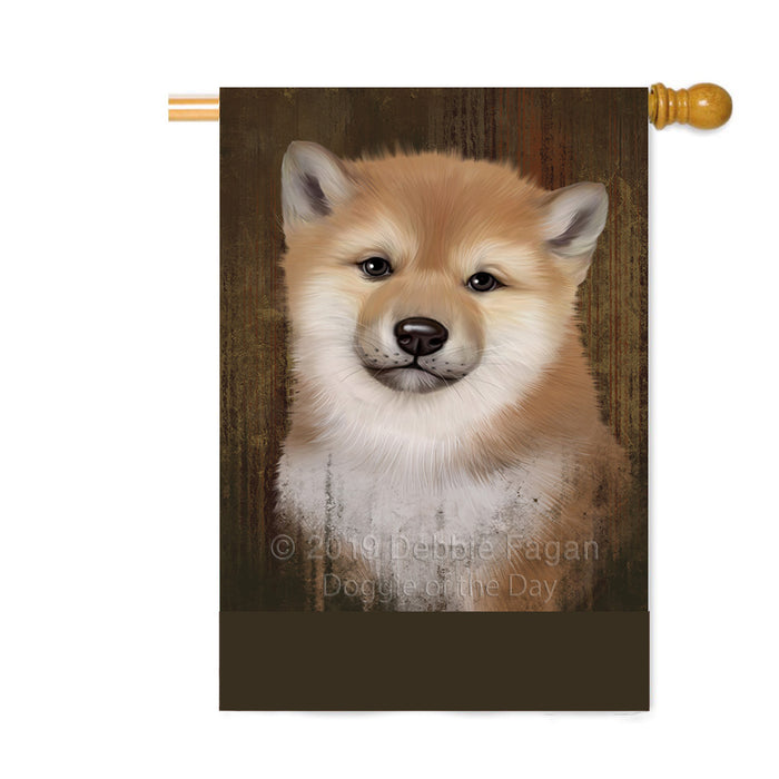Personalized Rustic Shiba Inu Dog Custom House Flag FLG64707