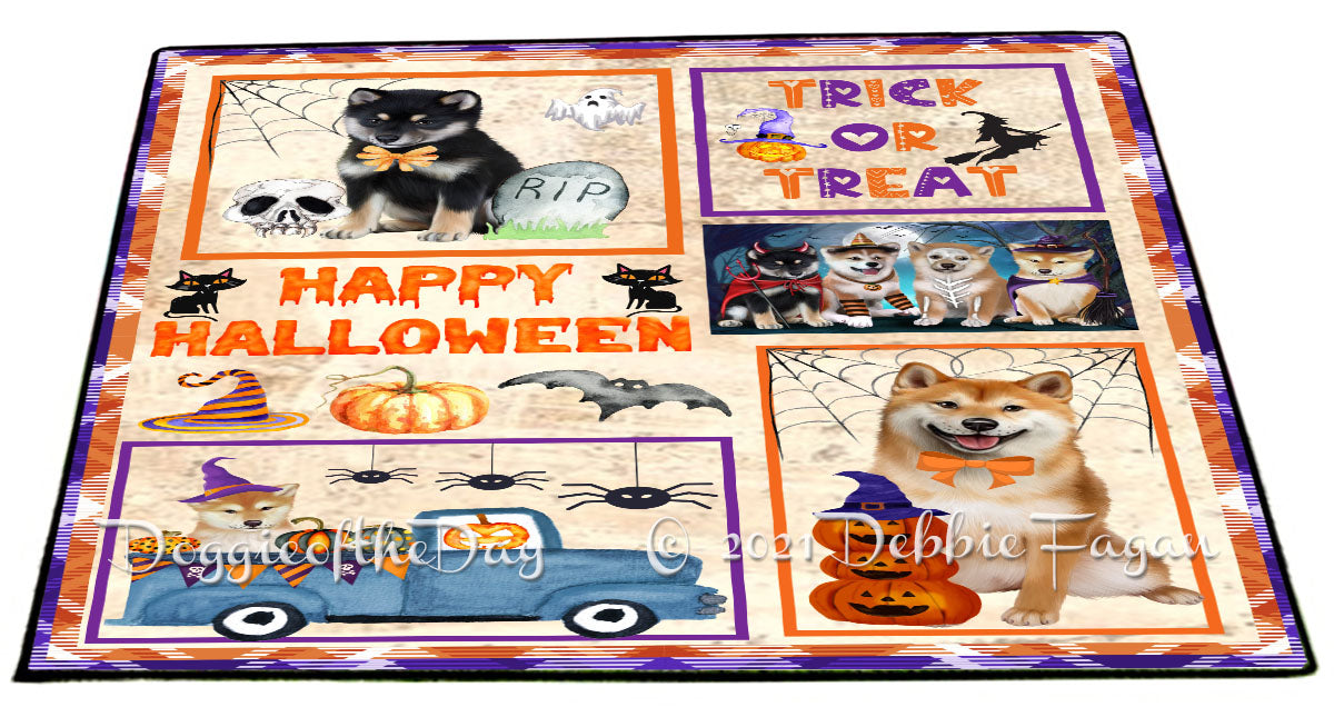 Happy Halloween Trick or Treat Shiba Inu Dogs Indoor/Outdoor Welcome Floormat - Premium Quality Washable Anti-Slip Doormat Rug FLMS58210