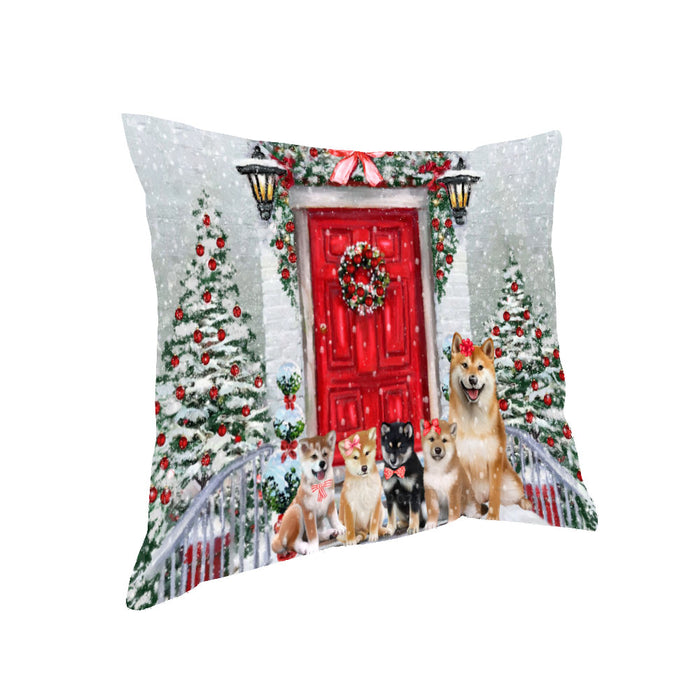 Christmas Holiday Welcome Shiba Inu Dogs Pillow with Top Quality High-Resolution Images - Ultra Soft Pet Pillows for Sleeping - Reversible & Comfort - Ideal Gift for Dog Lover - Cushion for Sofa Couch Bed - 100% Polyester
