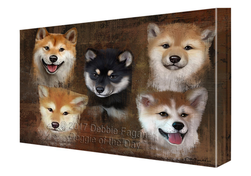 Rustic 5 Shiba Inus Dog Canvas Wall Art CVSA50187