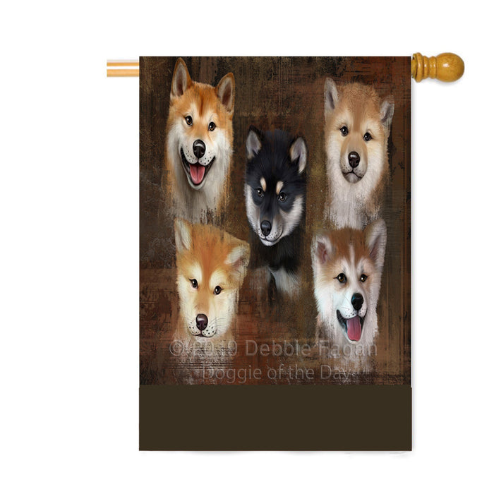 Personalized Rustic 5 Shiba Inu Dogs Custom House Flag FLG-DOTD-A62629